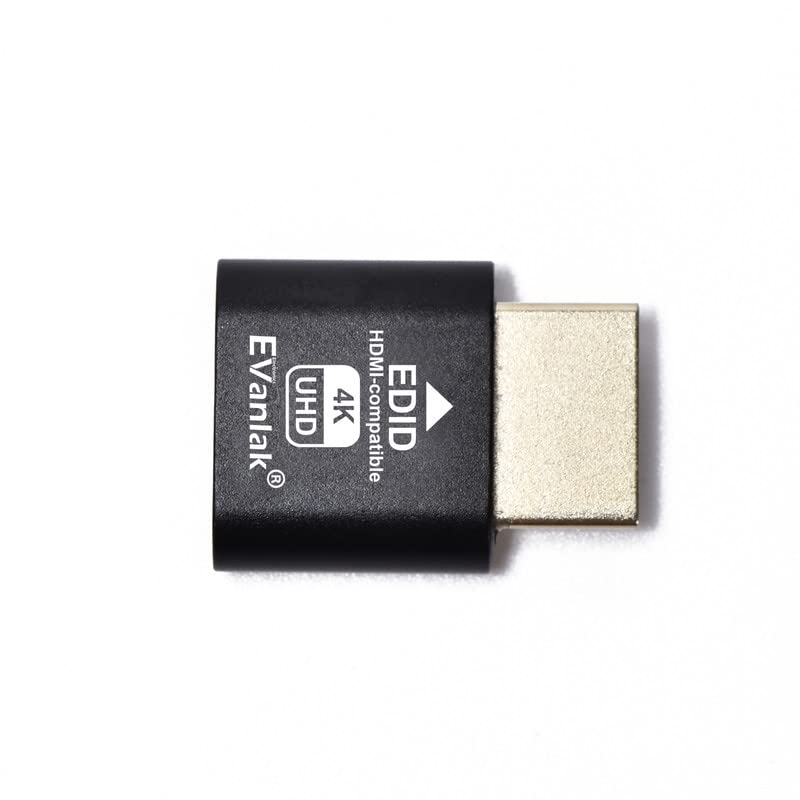 Evanlak Hdmi Dummy Plug Headless Ghost Display Emulator Premium Aluminum Pc(Fit Headless 3840X2160@60H New 3Rd) 1Pack